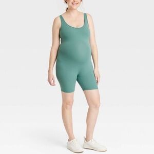 Isabel Maternity Sage Green Sleeveless Unitard Maternity Jumpsuit
